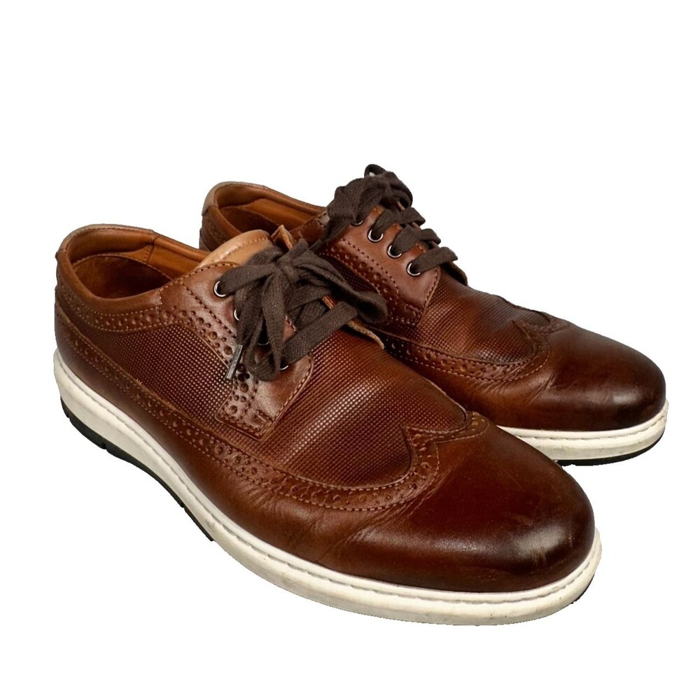 Johnston & Murphy 25-3096 Men's 8.5M Brown Leather Wingtip Oxford J&M Flex